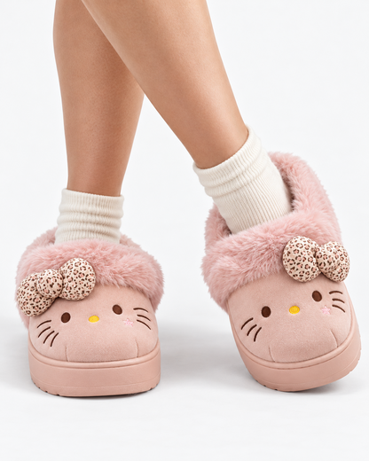 Fluffy Bow Slippers