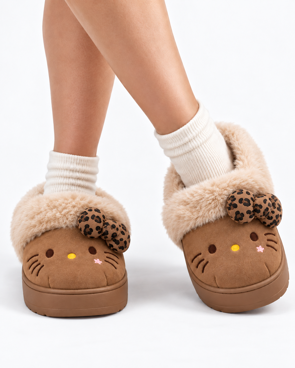 Fluffy Bow Slippers