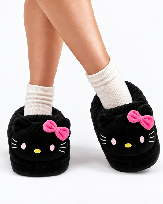 Dark Fluffy Slippers